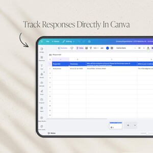 Digital save the date website with built in RSVP form that can be tracked directly in Canva
