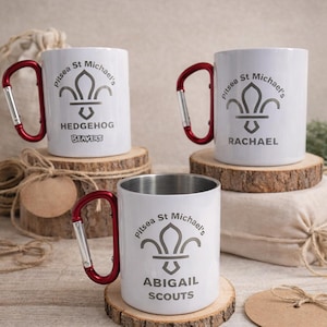 Personalised camping mug with carabiner handle - 300ml