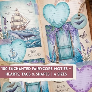 100 Vintage Printable Motifs – 4 Sizes Included (Large/Medium/Small) 400 Pieces Total– Junk Journal Ephemera