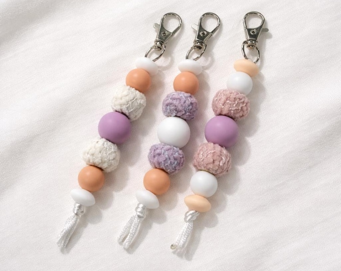 Handmade Silicone Bead Keychain | Soft Pastel Keyring | Pastel Days Collection