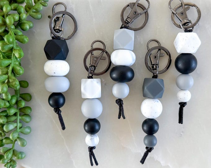 Dark and Stormy Silicone Bead Keyring