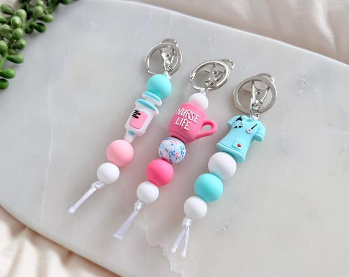 Nurse Silicone Bead Keyring | Scrubs Keychain | Healthcare Worker