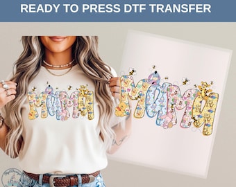 Disney Winnie The Pooh Mom DTF Heat Transfer Cute Bear Piglet Eeyore Tigger Honey Bees Family Love Mothers Day Gift Idea, Disney Tee