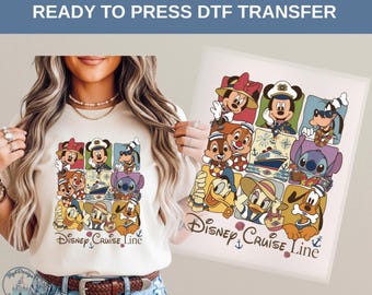 Transfert thermique DTF Disney Cruise Line, Mickey Minnie Donald Daisy Dingo Stitch vacances d'été voyage en famille chemise idée cadeau, t-shirt Disney