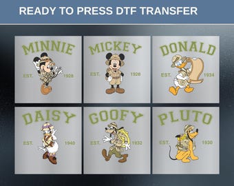 Disney Mickey and Friends DTF Heat Transfer Bundle Mickey Minnie Donald Daisy Goofy Pluto Safari Family Trip Matching Transfers, Disney Tee