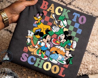 Disney Mickey Minnie Donald Pluto DTF Transfer, Back to School, Classic Characters, Cute School Graphic, Ready to Press, Teacher Gift Today!