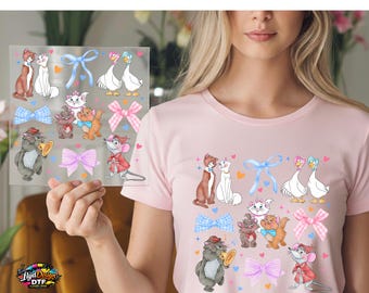 Transfert DTF Les aristochats Disney, duchesse Marie Berlioz Toulouse, prêt à imprimer