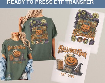 Disney Halloween Town 1998 Est Vintage Halloween DTF Transfer, Spooky Pumpkin, Jack Skellington Gift, Nightmare Before Christmas, Gothic DIY