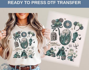 Haunted Mansion Halloween DTF Transfer, Spooky Ghost Decal, Foolish Mortals Craft, Gothic Party Gift, Haunted House Fan, Halloween DIY Gift!