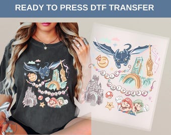 Disney DTF Transfer Toothless Dragon Mario , Epic Universe Fantasy Dtf, Wizard Castle Magic Art, Cartoon Ready To Press Heat Transfer