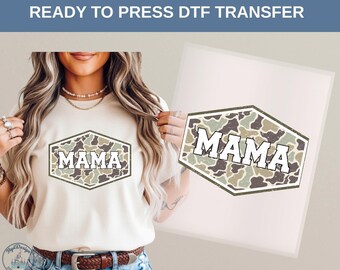 Mama Camo DTF Heat Transfer, Military Camouflage Mom Design, Mothers Day Gift Idea, Strong Mom Life Style,Trendy Family Matching, Disney Tee