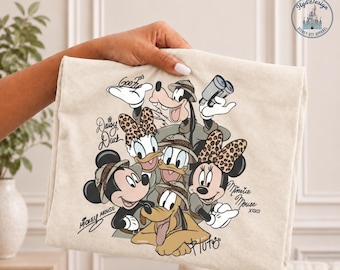 Disney Mickey Minnie Safari DTF Heat Transfer, Animal Kingdom Family Trip Outfit, Pluto Donald Daisy Goofy Adventure Theme Gift Idea,