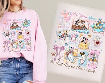 Disney Mickey & Friends DTF Heat Transfer, Walt Disney World Collage, Minnie Donald Goofy Dumbo, Family Trip Dtf Ready To Press,Disney Dtf