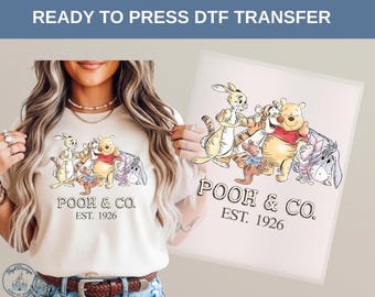 Pooh and Friends DTF Heat Transfer, Winnie the Pooh Vintage 1926 Dtf, Tigger Piglet Eeyore Classic Disney Family Vocation DTF, Disney Dtf