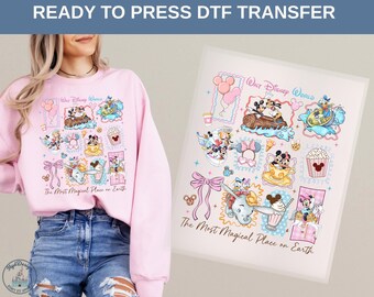 Disney Mickey & Friends DTF Heat Transfer, Walt Disney World Collage, Minnie Donald Goofy Dumbo, Family Trip Dtf Ready To Press,Disney Dtf