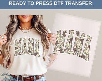 Mama Camo DTF Heat Transfer, Strong Mom Life Design, Military Camouflage Style, Trendy Mother Gift Idea, Casual Streetwear Mom Outfit