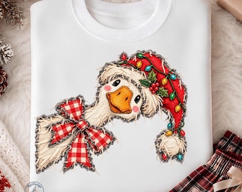 Christmas Goose DTF Transfer, Vintage Goose Holiday, Festive Iron On, Rustic Xmas Gift, Christmas Lights, Cozy Winter Apparel, Holiday Cheer