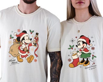 Disney Mickey Minnie Christmas DTF Transfer, Santa Hats, Nutcracker, Stocking, Candy Cane, Cute Retro Holiday Heat Transfer, Ready to Press!