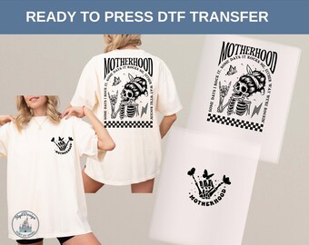 Motherhood DTF Heat Transfer, Mama Design Mothers Day Gift Idea, Trendy Mom Life Style Print, Dark Aesthetic Family Matching Outfit
