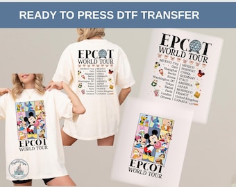 Transfert DTF Disney Snacks Food, Mickey Friends, impression devant et dos Pluto Stitch, chemise Minnie Donald, crème glacée, pop-corn et café, t-shirt Disney