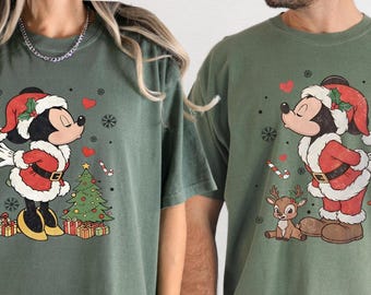Disney Mickey Minnie Christmas DTF Transfer, Santa Couple, Reindeer Holiday Art, Xmas Gift DIY, Festive Print, Ready to Press Heat Transfer!
