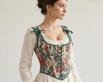 Vintage Style Floral Over Büste Korsett für Frauen, Gothic Schnür Bustier Top
