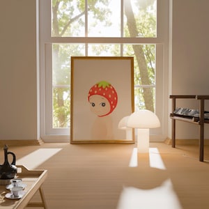 Strawberry Sonny Angel Wall Art, Free Shipping, Crayon Hand-Made Rolled Poster, Fruit Sonny Angel Print | Illustration, Pastel, Room Decor image 5