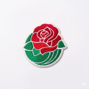 Rose Bowl Embroidered Patch – Red Rose, Vintage Sports