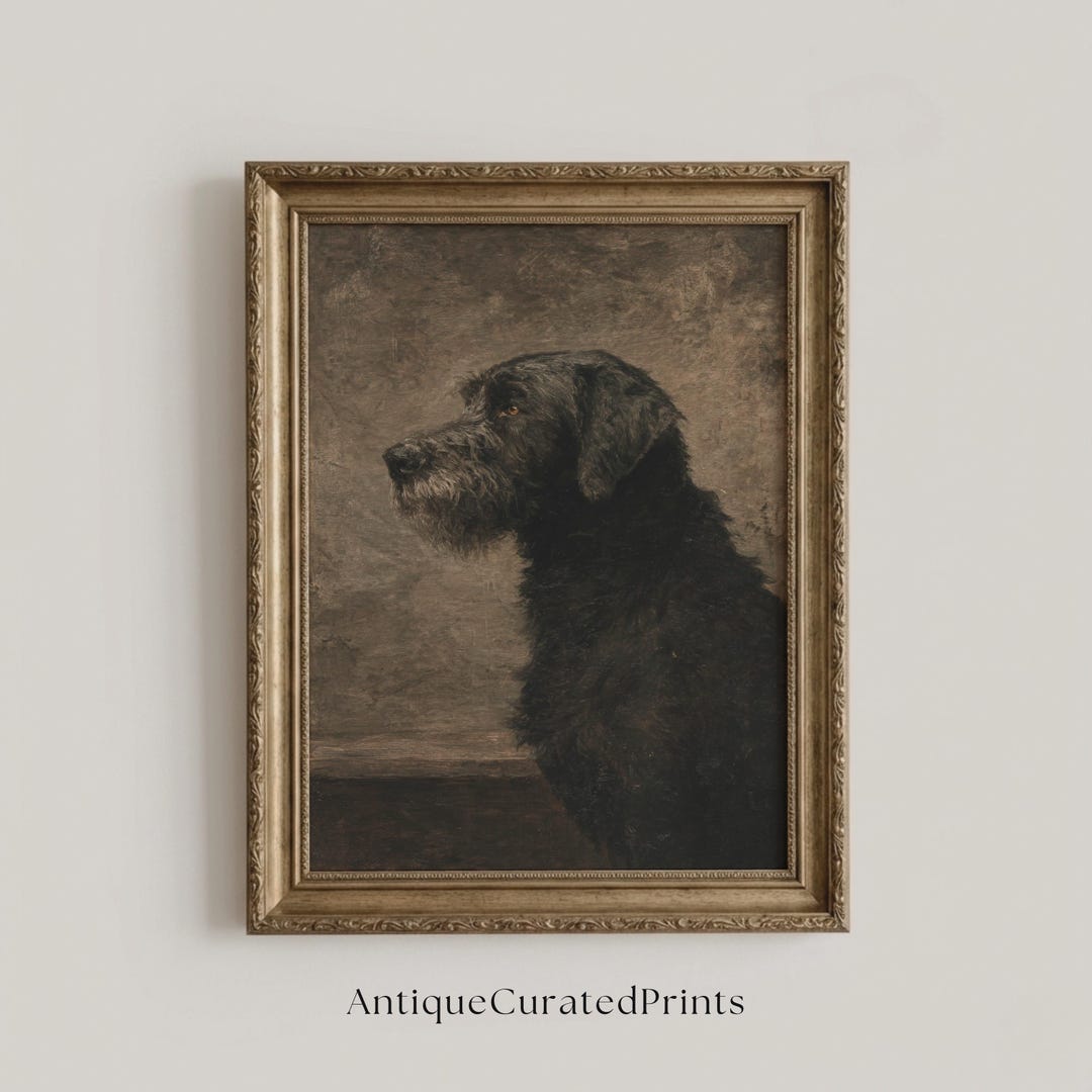 Vintage Dog Portrait Art Print | Rustic Canine Wall Decor - Old Master ...