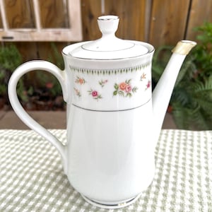 Vintage Abingdon Porcelain Coffee Pot | Floral Rose China Server Made Japan