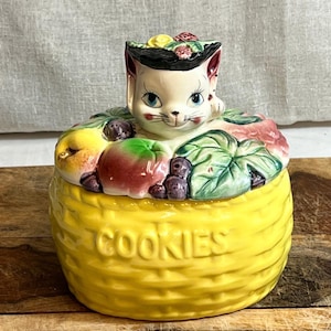 Vintage Cat Cookie Jar - Etsy