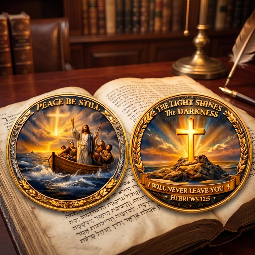 3D Printed Christian Coin, Double Sided Challenge Coin, Peace Be Still ...