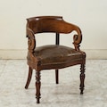 Restauration Mahogany Desk Chair | Leather Nailhead Office Seating