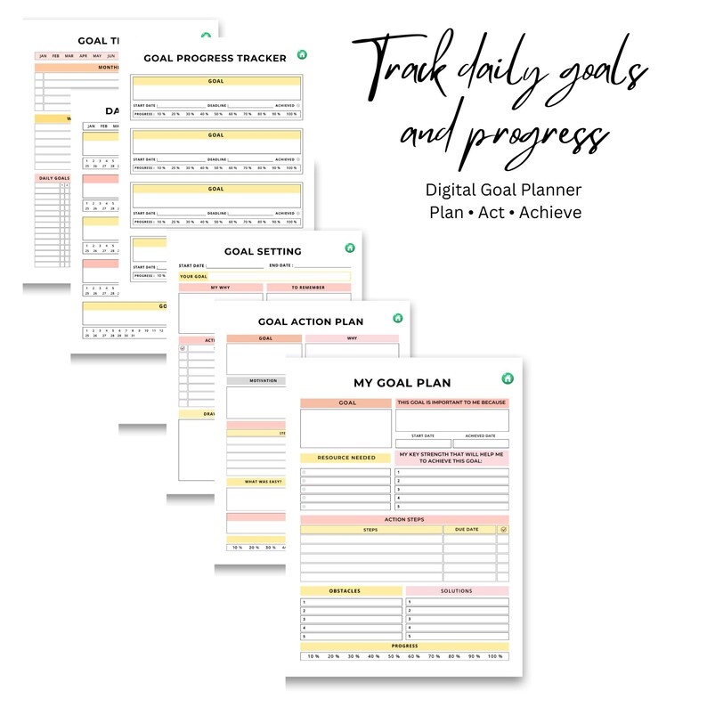 Digital Goal Planner | Goal Setting & Action Plan | Daily Goals ...