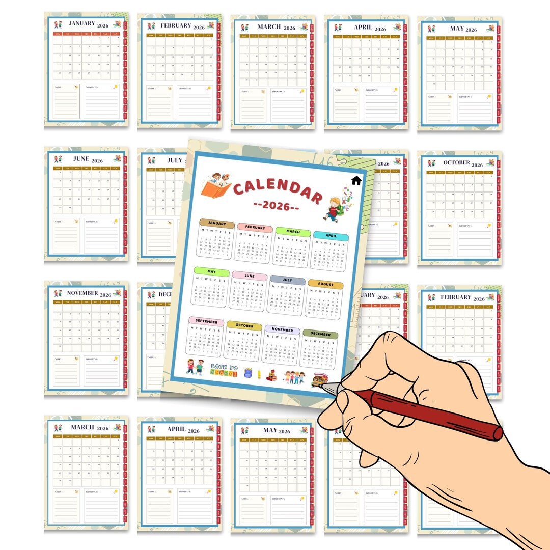 Digital School Planner for Kids | 12-month Student Planner | Printable ...