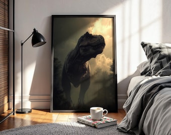 Arte mural de dinosaurios, póster de T-Rex, decoración de habitación infantil, impresión de dinosaurio jurásico