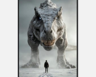 Póster de dinosaurio T-Rex / Lámina decorativa de estilo jurásico cinematográfico
