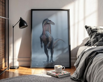 Póster de Spinosaurus / Impresión de dinosaurio jurásico / Decoración de pared prehistórica / Obra de arte para habitación infantil / Regalo de dinosaurio