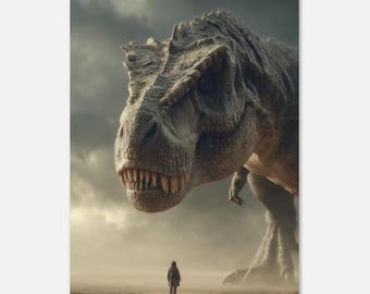 Póster imprimible de T-Rex: arte mural realista de dinosaurios - Decoración jurásica - Descarga instantánea