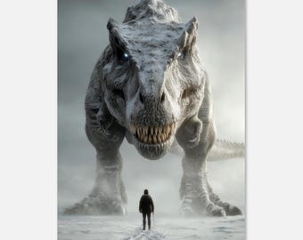 Lámina decorativa de T-Rex para imprimir / Póster cinematográfico de dinosaurio prehistórico (descarga digital)