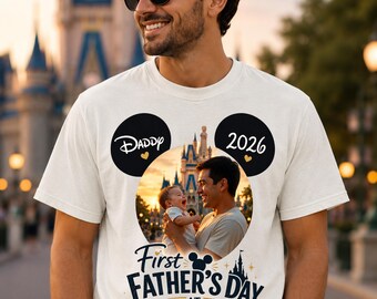 Personalized First Magical Father’s Day Shirt, Family Vacation Tee, Matching Family Trip Shirt, Custom Dad Photo Shirt, Summer Travel Gift