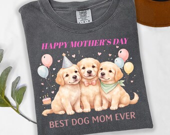 Mother’s Day Dog Mom Shirt, Best Dog Mom Ever Tee, Golden Retriever Shirt, Dog Lover Gift, Puppy Birthday Shirt, Custom Dog Mom Tee