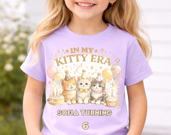 In My Kitty Era Turning 6 Shirt, Cat 6th Birthday Tee,  Kitten Party Outfit