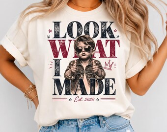 Look What I Made Custom Photo Shirt, Personalized Family Tee, Upload Child Photo Shirt, Custom Parent Gift, Vintage Photo T-Shirt