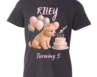 Personalized Puppy Birthday Shirt, My Pawty Era Shirt, Dog Birthday Party Outfit, Custom Name Kids Tee, Girl Boy 5th Birthday Shirt