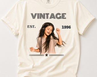 Custom Photo Vintage Shirt, Personalized Est 1996 Tee, Retro Birthday Gift, Childhood Memory Shirt, Custom Graphic Tee