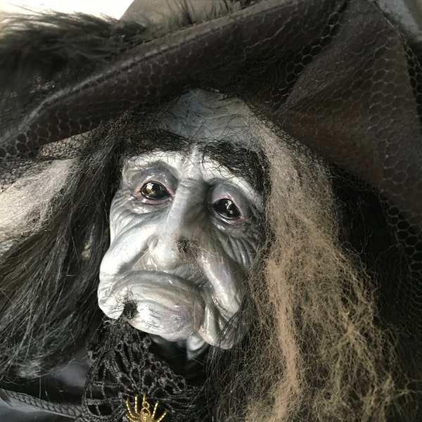 Creepy witch doll, old hag, horror doll, OOAK witch, Halloween prop, decor