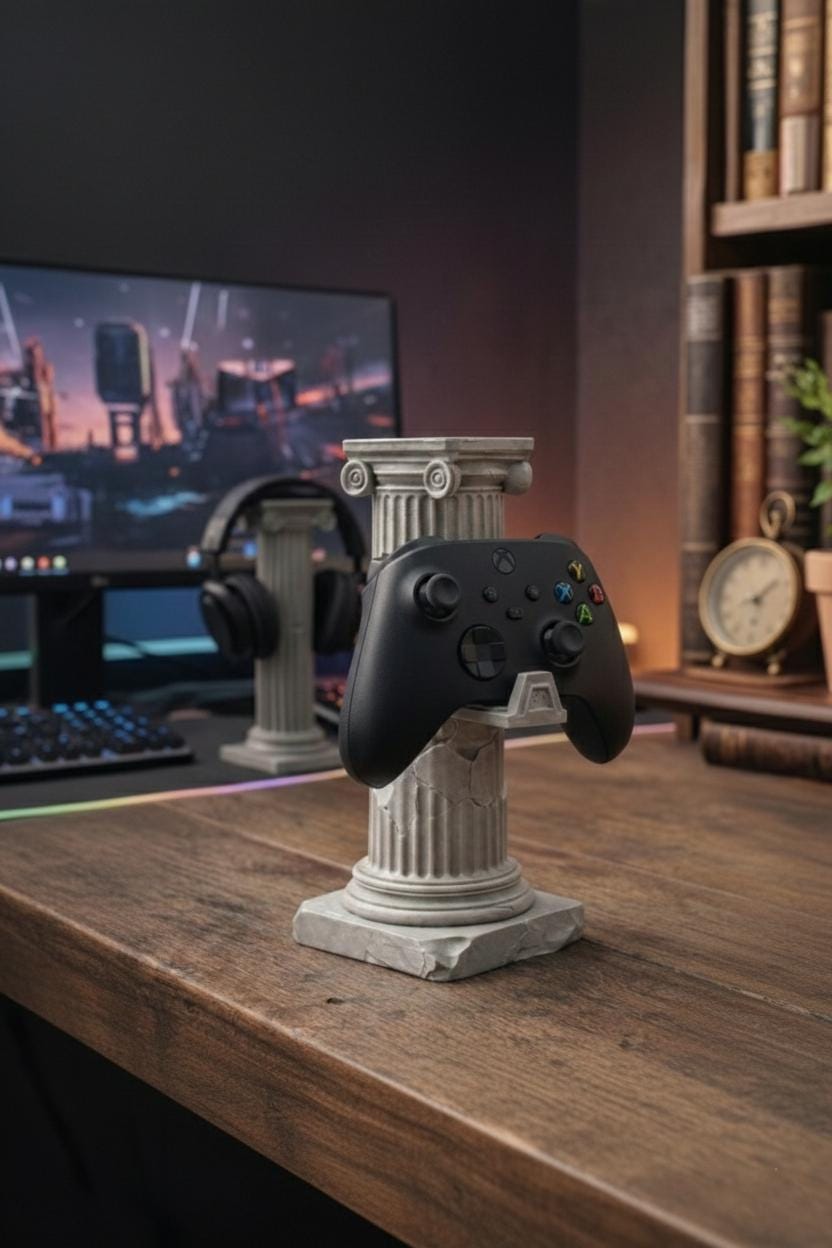 Ancient Greek Column Controller Stand STL - Cyberpunk Ionic Pillar
