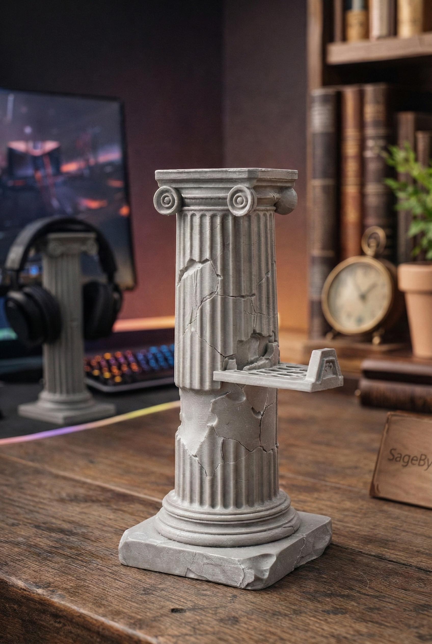 Ancient Greek Column Controller Stand STL - Cyberpunk Ionic Pillar