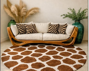Luxuriöses organisches geschwungenes Holzsofa - Handwerkliche Wohnzimmergestaltung - Handgefertigte Eleganz, natürlicher Komfort